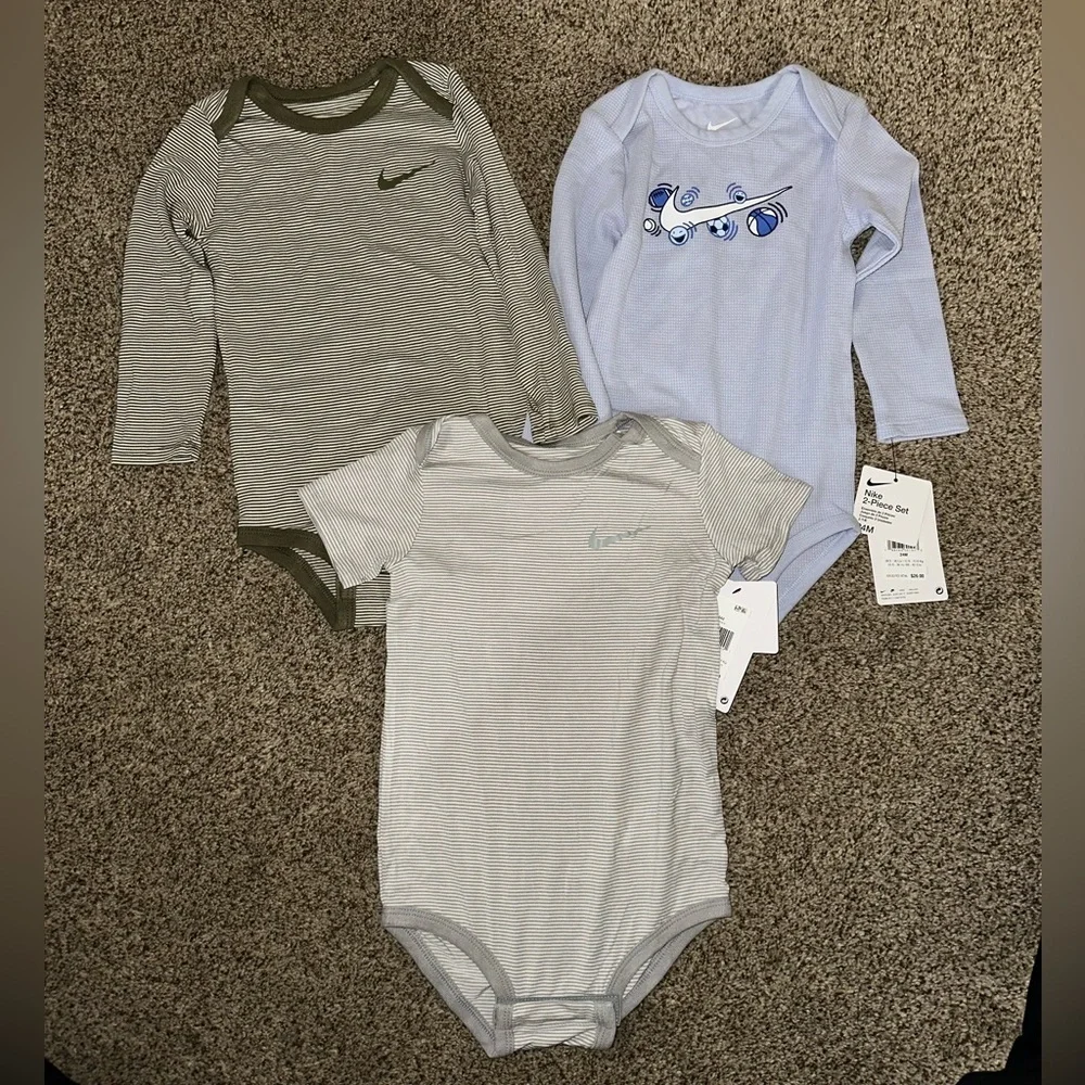 Nike Kids Bodysuit Trio - Gray, Light Blue, Olive